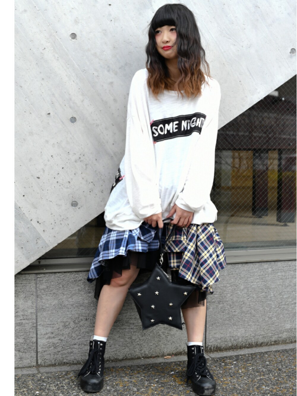 WORLD WIDE LOVE!（ワールドワイドラブ）の「変形チェックスカート  