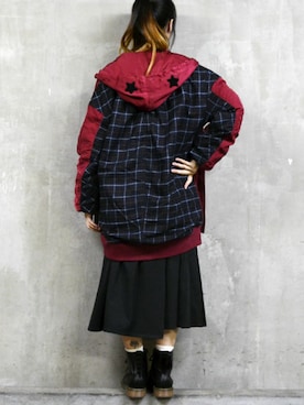 「アイテム（MA-1、レッド系）」を使った、WORLD WIDE LOVE!さん（レディース・157cm）の秋コーディネート