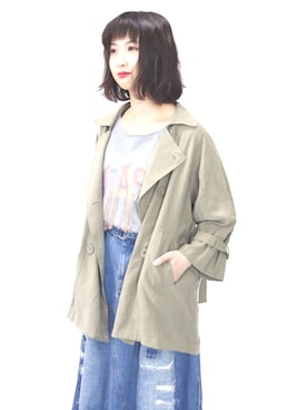 「アイテム（トレンチコート、グリーン系）」を使った、WORLD WIDE LOVE!さん（レディース・157cm）の春コーディネート
