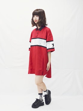 「ラガーシャツ」｜「アイテム（ワンピース/ドレス）」を使った、WORLD WIDE LOVE!さん（レディース・157cm）の夏コーディネート