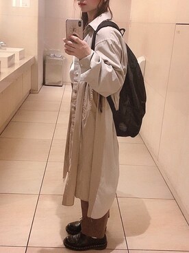 「MILKFED.」｜「アイテム（シャツワンピース）」を使った、yun.さん（レディース・153cm）の秋コーディネート
