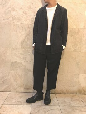 「KRIS VAN ASSCHE（クリスヴァンアッシュ）のアイテム（ブーツ）」を使った、YouTuber美容師テラヤマジック相互さん（メンズ・172cm）の秋コーディネート