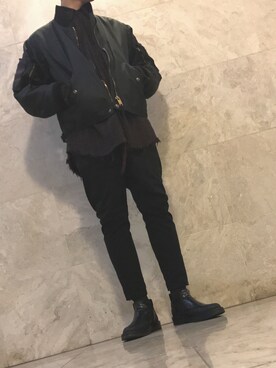 「KRIS VAN ASSCHE（クリスヴァンアッシュ）のアイテム（ブーツ）」を使った、YouTuber美容師テラヤマジック相互さん（メンズ・172cm）の冬コーディネート