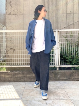 「ノーカラーシャツ」｜「アイテム（福袋/福箱）」を使った、YouTuber美容師テラヤマジック相互さん（メンズ・172cm）の春コーディネート