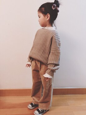 「b.Room」｜「アイテム（スニーカー）」を使った、mizichen♡̆̈さん（キッズ・110cm）の冬コーディネート