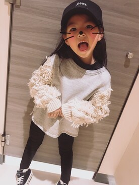 「AVIREX（アヴィレックス）のアイテム（帽子）」を使った、mizichen♡̆̈さん（キッズ・120cm）の冬コーディネート