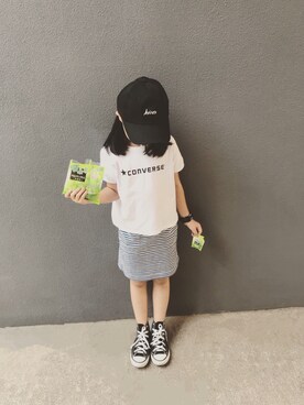 「AVIREX（アヴィレックス）のアイテム（帽子）」を使った、mizichen♡̆̈さん（キッズ・125cm）の夏コーディネート