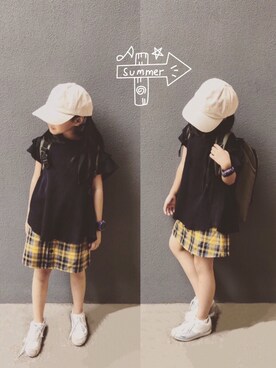 「Belle Maison（ベルメゾン）のアイテム」を使った、mizichen♡̆̈さん（キッズ・125cm）の夏コーディネート