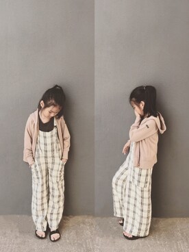 「b.Room」｜「アイテム（サロペット/オーバーオール）」を使った、mizichen♡̆̈さん（キッズ・125cm）の秋コーディネート