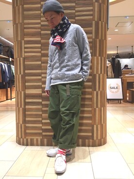 「USA」｜「アイテム（ニットキャップ/ビーニー）」を使った、funatoさん（メンズ・166cm）の冬コーディネート