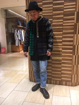 「ベースボールシャツ」｜「アイテム（ブルゾン）」を使った、funatoさん（メンズ・166cm）の冬コーディネート