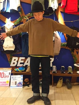 「Gramicci（グラミチ）のアイテム（スウェット）」を使った、funatoさん（メンズ・166cm）の冬コーディネート