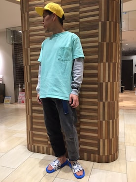 「is-ness（イズネス）のアイテム（サンダル）」を使った、funatoさん（メンズ・166cm）の春コーディネート