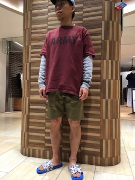 「MANASTASH（マナスタッシュ）のアイテム（チノパンツ）」を使った、funatoさん（メンズ・166cm）の春コーディネート