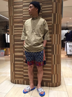「is-ness（イズネス）のアイテム（サンダル）」を使った、funatoさん（メンズ・166cm）の春コーディネート