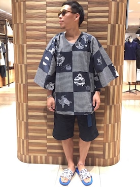 「is-ness（イズネス）のアイテム（サンダル）」を使った、funatoさん（メンズ・166cm）の夏コーディネート