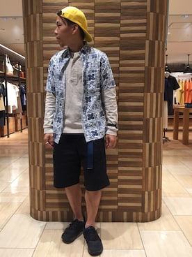 「AlexanderLeeChang（アレキサンダーリーチャン）のアイテム（キャップ）」を使った、funatoさん（メンズ・166cm）の夏コーディネート