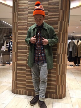 「グラミチ」｜「アイテム（ステンカラーコート）」を使った、funatoさん（メンズ・166cm）の秋コーディネート