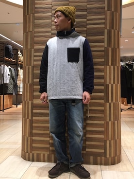「MANASTASH（マナスタッシュ）のアイテム（その他アウター）」を使った、funatoさん（メンズ・166cm）の秋コーディネート