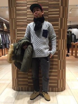 「SCHOTT」｜「アイテム（その他シューズ）」を使った、funatoさん（メンズ・166cm）の冬コーディネート