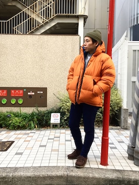 「USA」｜「アイテム（ニットキャップ/ビーニー）」を使った、funatoさん（メンズ・166cm）の冬コーディネート