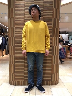 「Gramicci（グラミチ）のアイテム（スウェット）」を使った、funatoさん（メンズ・166cm）の冬コーディネート