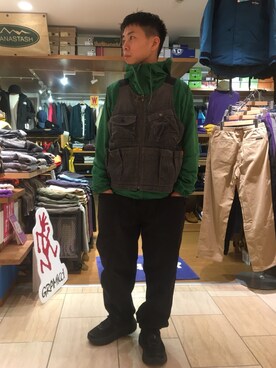 「MANASTASH（マナスタッシュ）のアイテム（マウンテンパーカー）」を使った、funatoさん（メンズ・166cm）の秋コーディネート