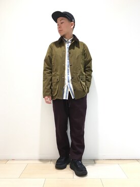 「and wander（アンドワンダー）のアイテム（帽子）」を使った、funatoさん（メンズ・166cm）の冬コーディネート