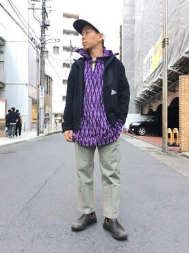 「and wander（アンドワンダー）のアイテム（ジャケット/アウター）」を使った、funatoさん（メンズ・166cm）の春コーディネート