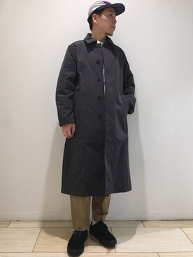 「BEAVER名古屋」｜「アイテム（ステンカラーコート）」を使った、funatoさん（メンズ・166cm）の春コーディネート
