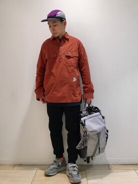 「and wander（アンドワンダー）のアイテム（トップス）」を使った、funatoさん（メンズ・166cm）の冬コーディネート