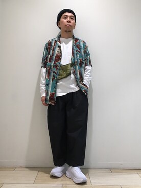 「MANASTASH（マナスタッシュ）のアイテム（バッグ）」を使った、funatoさん（メンズ・166cm）の春コーディネート
