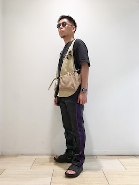 「HOKA（ホカ）のHOKA ONE ONE/ホカ オネオネ　ORA RECOVERY SLIDE（サンダル）」を使った、funatoさん（メンズ・166cm）の夏コーディネート