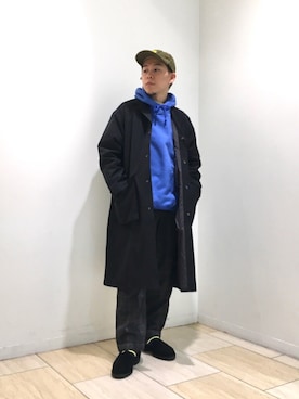 「MANASTASH（マナスタッシュ）のアイテム（ステンカラーコート）」を使った、funatoさん（メンズ・166cm）の秋コーディネート
