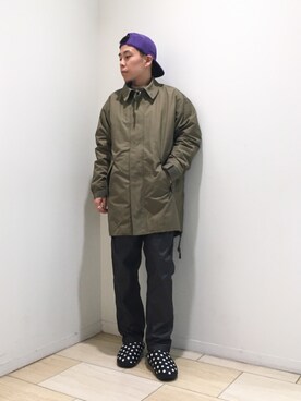 「MANASTASH（マナスタッシュ）のアイテム（ステンカラーコート）」を使った、funatoさん（メンズ・166cm）の秋コーディネート