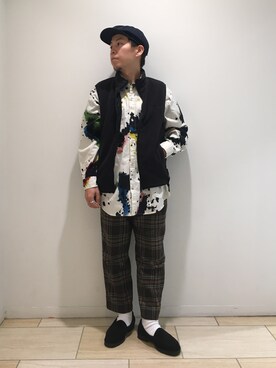 「MANASTASH（マナスタッシュ）のアイテム（ベスト）」を使った、funatoさん（メンズ・166cm）の冬コーディネート
