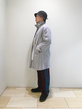 「BEAVER名古屋」｜「アイテム（ステンカラーコート）」を使った、funatoさん（メンズ・166cm）の春コーディネート