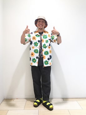 「WILD THINGS（ワイルドシングス）のアイテム（帽子）」を使った、funatoさん（メンズ・166cm）の夏コーディネート