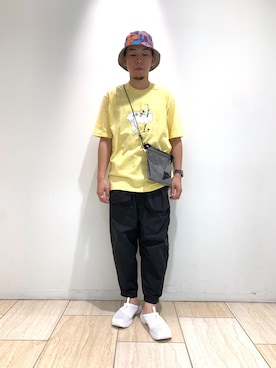 「WILD THINGS（ワイルドシングス）のアイテム（帽子）」を使った、funatoさん（メンズ・166cm）の夏コーディネート