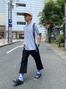 「HOKA（ホカ）のHOKA ONE ONE/ホカ オネオネ　ORA RECOVERY SLIDE（サンダル）」を使った、funatoさん（メンズ・166cm）の夏コーディネート