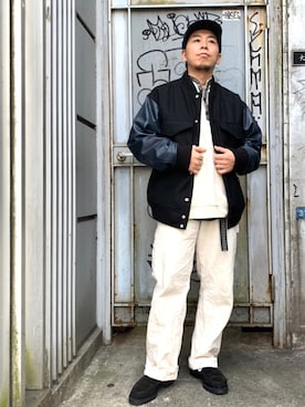 「BEAVER名古屋」｜「アイテム（ブルゾン）」を使った、funatoさん（メンズ・166cm）の冬コーディネート