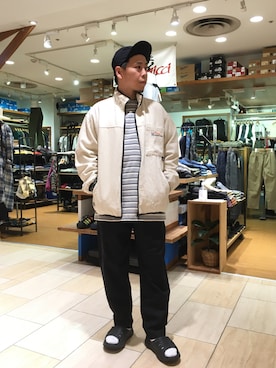 「BEAVER名古屋」｜「アイテム（ブルゾン）」を使った、funatoさん（メンズ・166cm）の春コーディネート