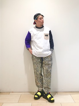 「MANASTASH（マナスタッシュ）のアイテム（サンダル）」を使った、funatoさん（メンズ・166cm）の春コーディネート