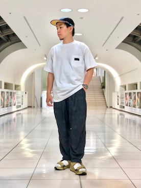 「MANASTASH（マナスタッシュ）のアイテム（シューズ）」を使った、funatoさん（メンズ・166cm）の夏コーディネート