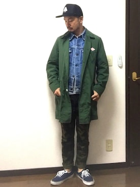 「Gジャン」｜「アイテム（ステンカラーコート）」を使った、ISOPさん（メンズ・170cm）の春コーディネート