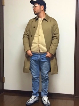 「アイテム（ステンカラーコート、ゴールド系）」を使った、ISOPさん（メンズ・170cm）の秋コーディネート