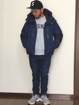 「zozoデニム」｜「アイテム（ダウンジャケット/コート）」を使った、ISOPさん（メンズ・170cm）の冬コーディネート