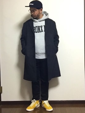 「zozoデニム」｜「アイテム（チェスターコート）」を使った、ISOPさん（メンズ・170cm）の冬コーディネート