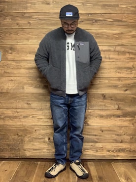 「レトロX」｜「アイテム（キャップ）」を使った、ISOPさん（メンズ・170cm）の冬コーディネート