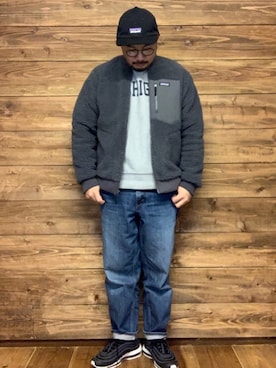 「レトロX」｜「アイテム（キャップ）」を使った、ISOPさん（メンズ・170cm）の冬コーディネート